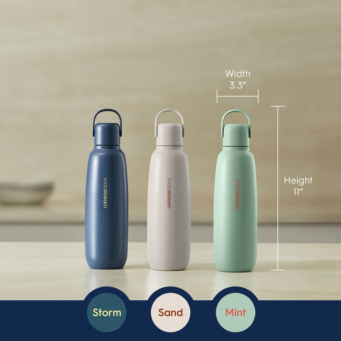SodaStream FIZZ & GO Stainless Steel Bottle Storm / Mint / Sand