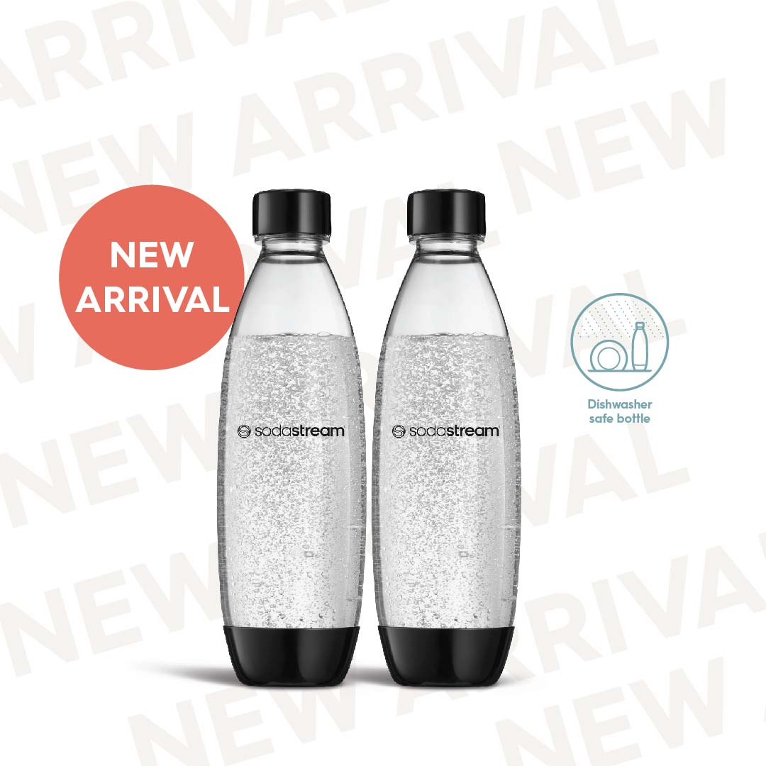 SodaStream 1L Slim Dishwasher Safe Bottles Twin Pack - Black 