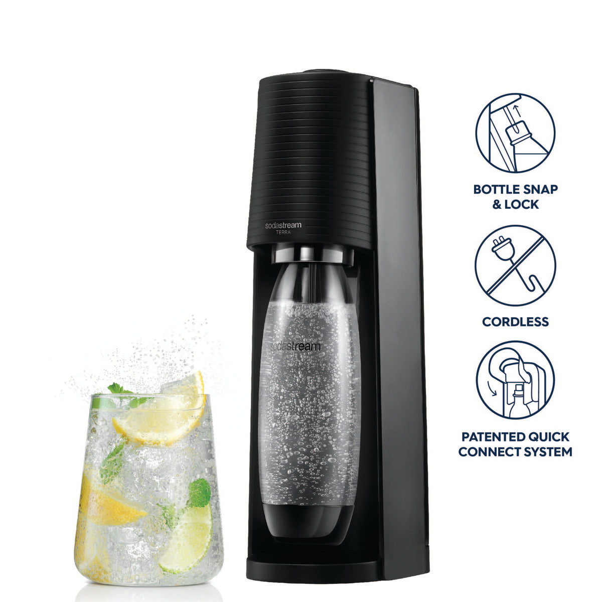 sodastream TERRA★ブラック★ SodaStream Terra Sparkling Water Maker, Cordless, Manual