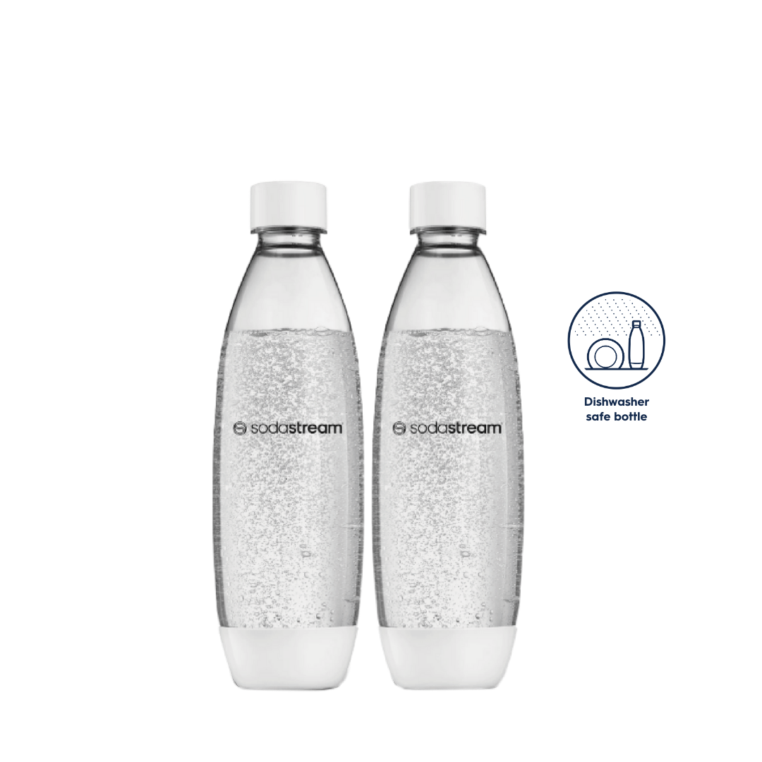 SodaStream 1L Slim Dishwasher Safe Bottles Twin Pack - White
