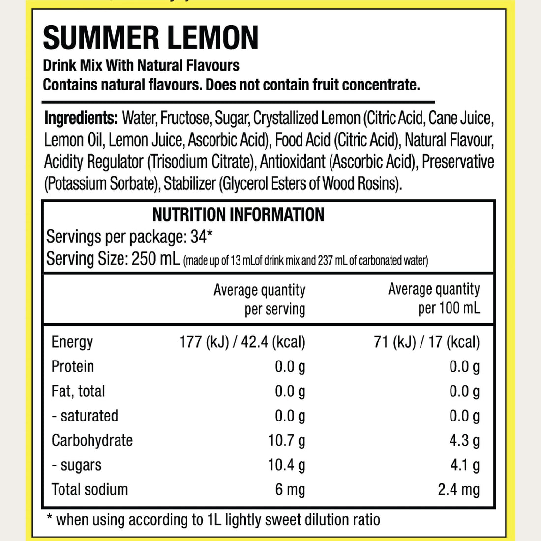 SodaStream Classic Summer Lemon Drink Mix - Pack of 6