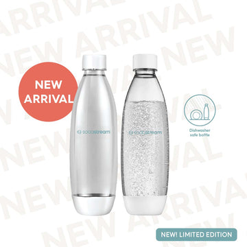 SodaStream 1L Slim Dishwasher Safe Bottles Twin Pack - White