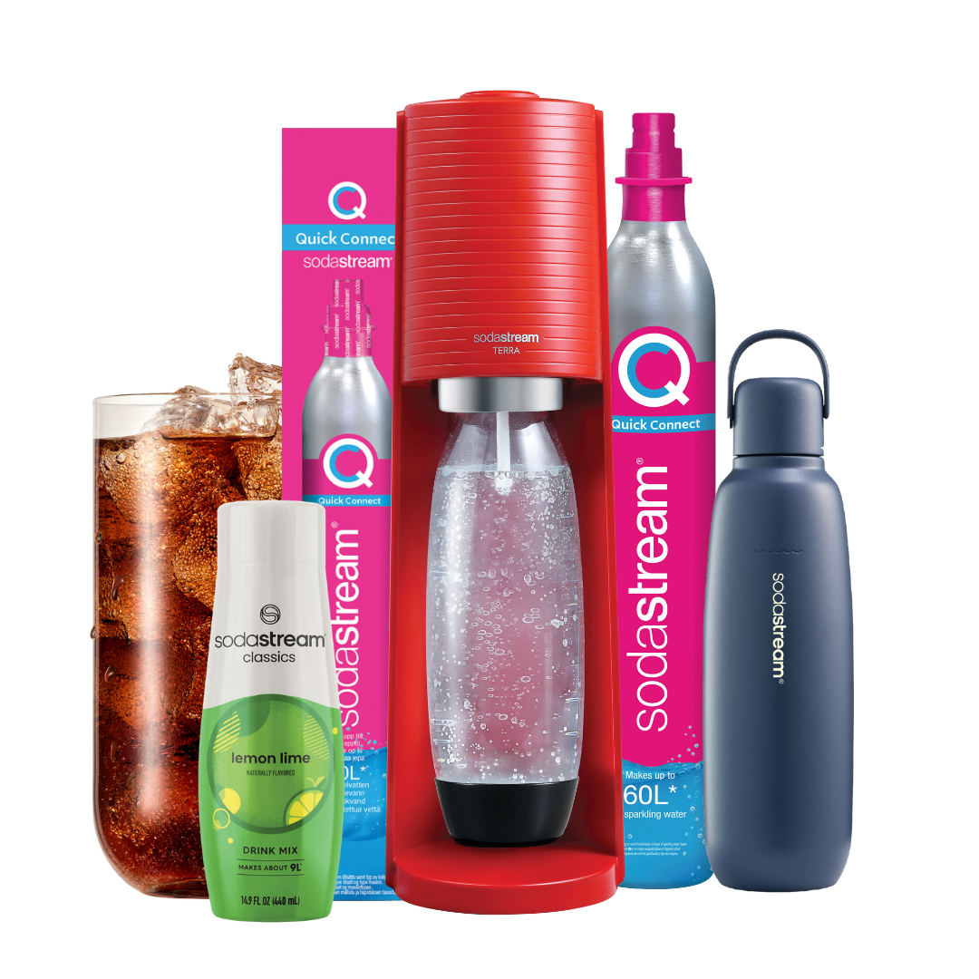 Bundle Deal!! SodaStream Terra Red Maker Sparkling Water Maker