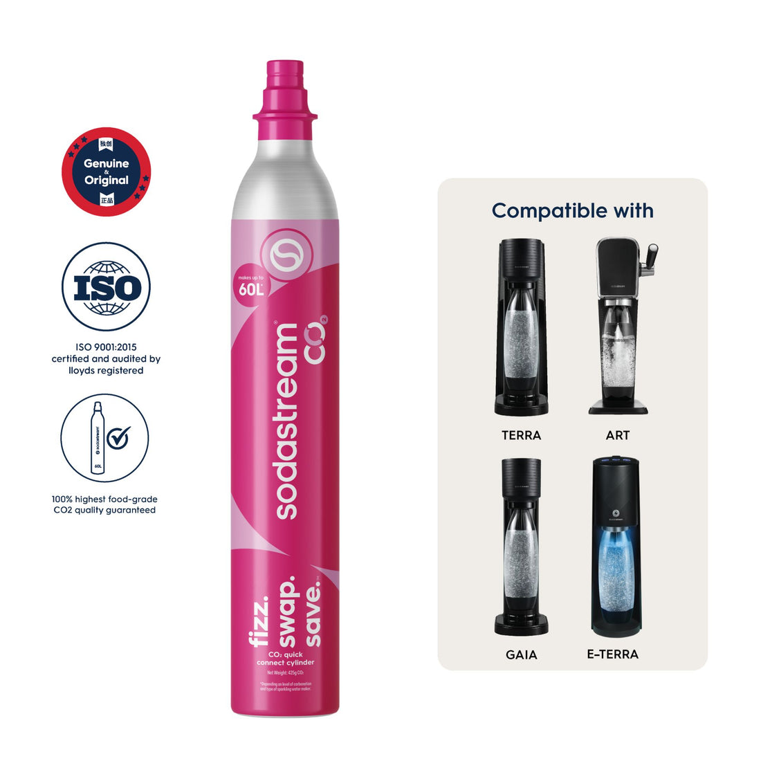 SodaStream Original Exchange CO2 Gas Refill Cylinder 60L