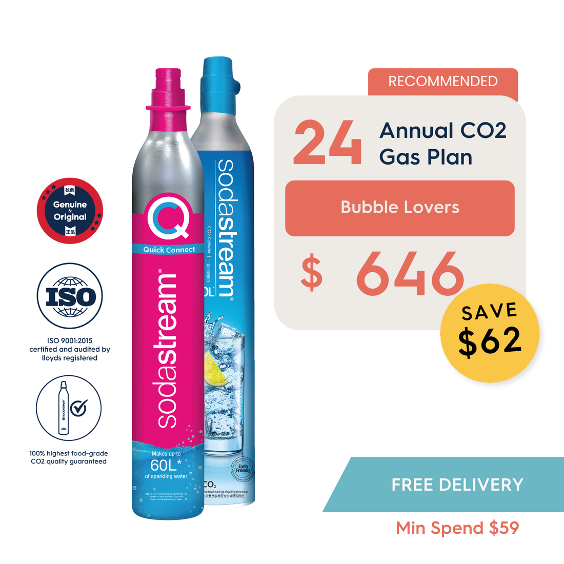 SodaStream Original Spare CO2 Gas Cylinder 60L