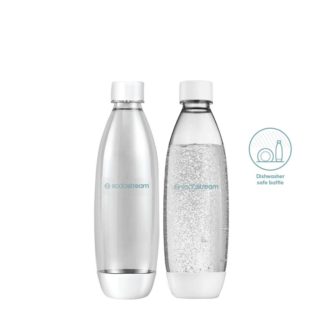 SodaStream 1L Slim Dishwasher Safe Bottles Twin Pack - White