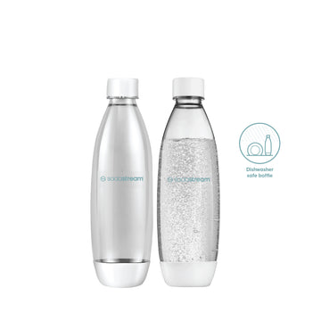 SodaStream 1L Slim Dishwasher Safe Bottles Twin Pack - White