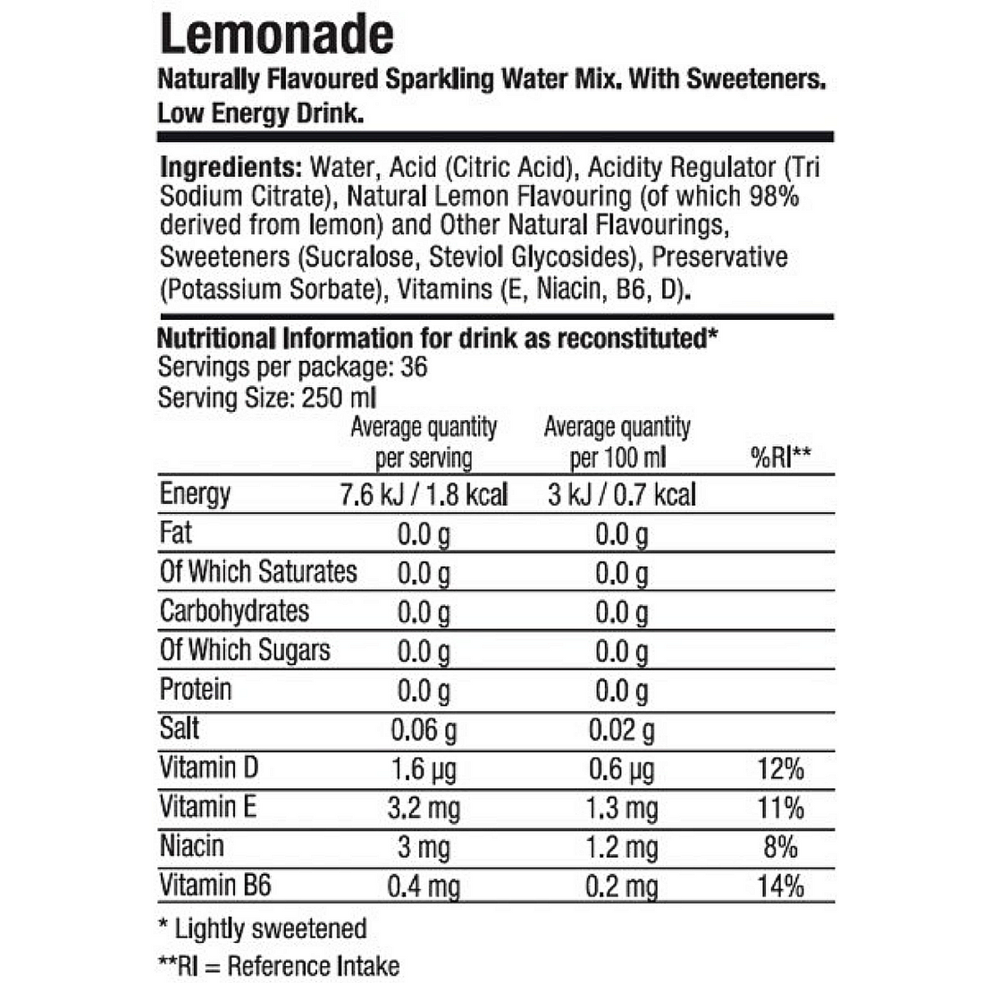 SodaStream Zeros Waters Lemonade Drink Mix